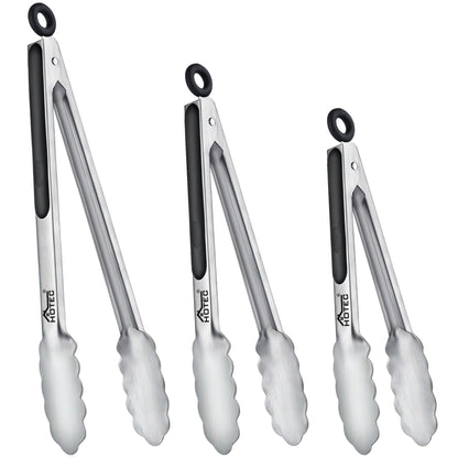 Hotec Tongs for Cooking Stainless Steel Kitchen Tongs Set of 2-9" and 12"