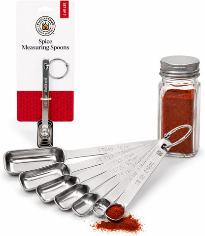 King Arthur Baking Company Spice Measuring Spoons, 18/8 Stainless Steel, 7-Piece Set, Precision Measures, For Baking And Cooking