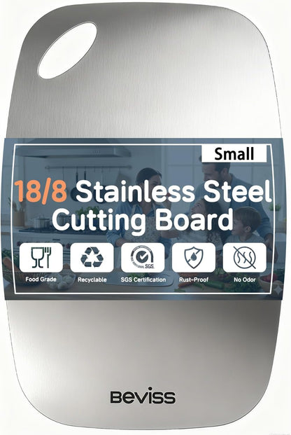 Cutting Board, 100% Pure 18/8 Stainless Steel Cutting Board Double Sided,Chopping Board for Kitchen, Dishwasher Safe Chopping Board for Meat, Vegetables or Fruit(11.5"L x 8"W)