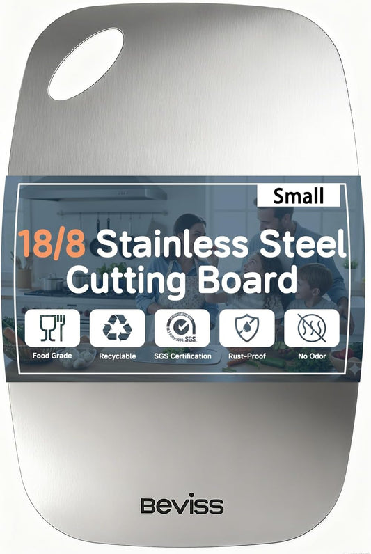 Cutting Board, 100% Pure 18/8 Stainless Steel Cutting Board Double Sided,Chopping Board for Kitchen, Dishwasher Safe Chopping Board for Meat, Vegetables or Fruit(11.5"L x 8"W)