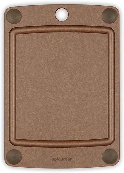 Epicurean All-In-One Cutting Board with Non-Slip Feet and Juice Groove, 10" × 7", Natural/Black