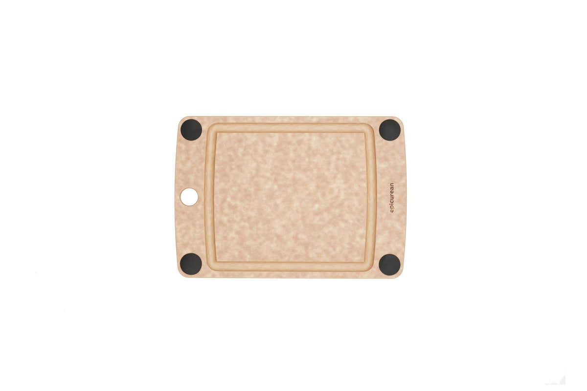 Epicurean All-In-One Cutting Board with Non-Slip Feet and Juice Groove, 10" × 7", Natural/Black