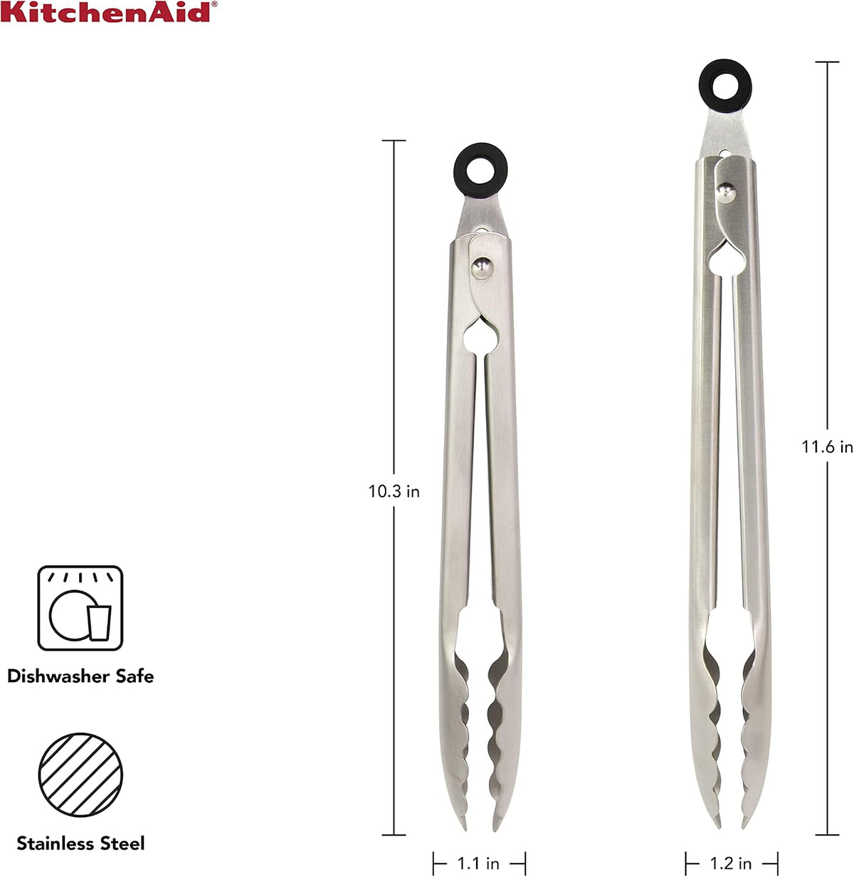 KitchenAid Universal Utility and Serving Stainless Steel Kitchen Tongs, Set of 2