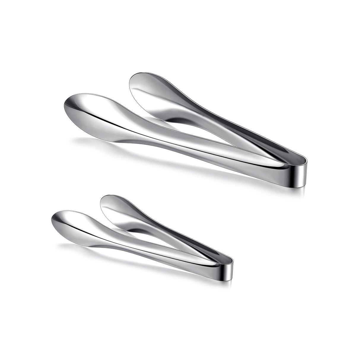 2 Pack Silver Polished Serving Tongs 9 Inch,12 Inch
