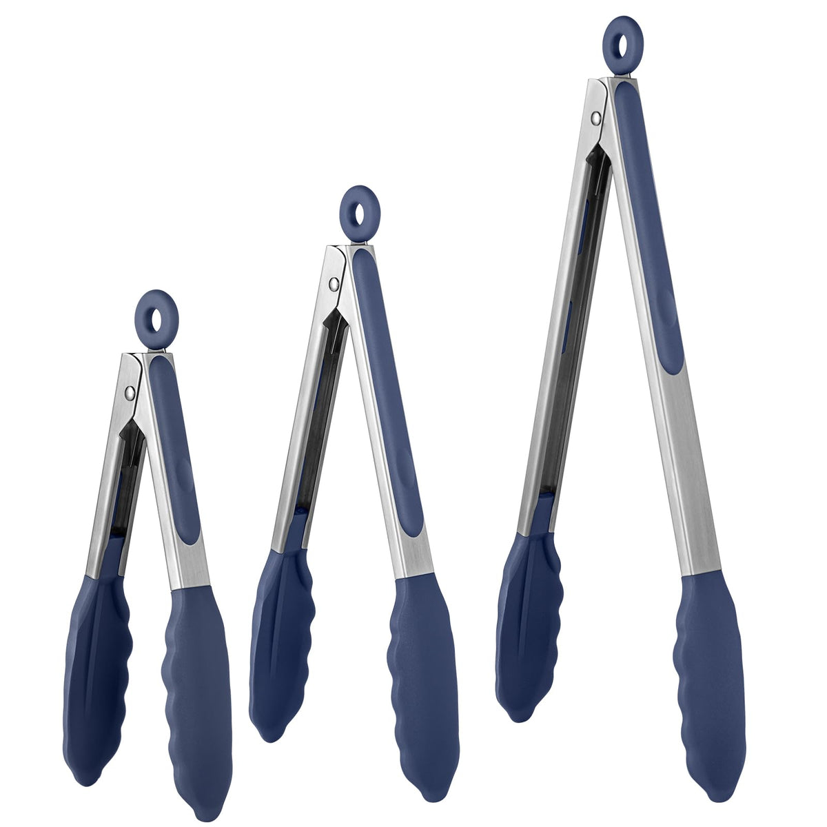 U-Taste Kitchen Tongs for Cooking, 600ºF Heat-Resistant Silicone, 3Pc/Black