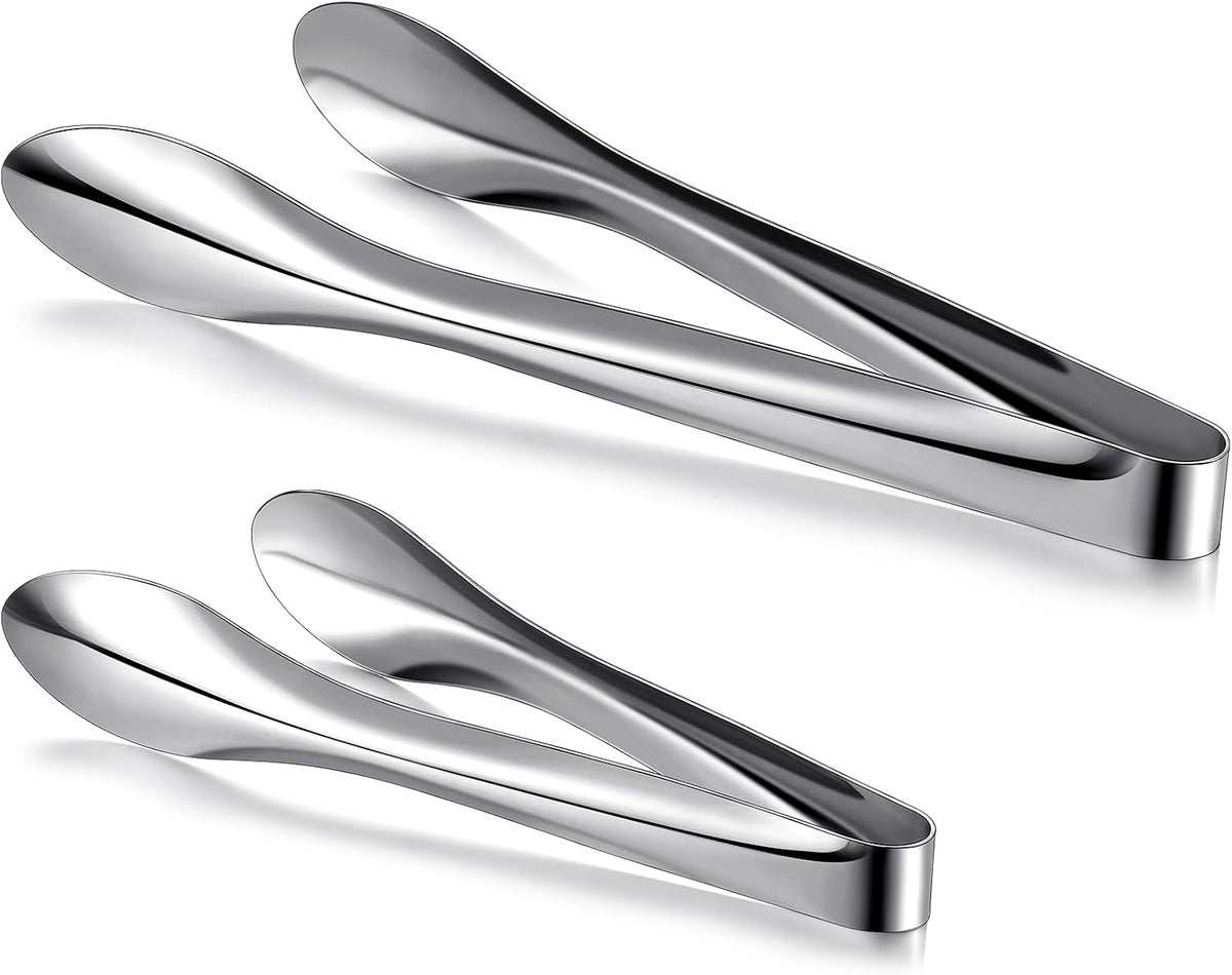 2 Pack Silver Polished Serving Tongs 9 Inch,12 Inch