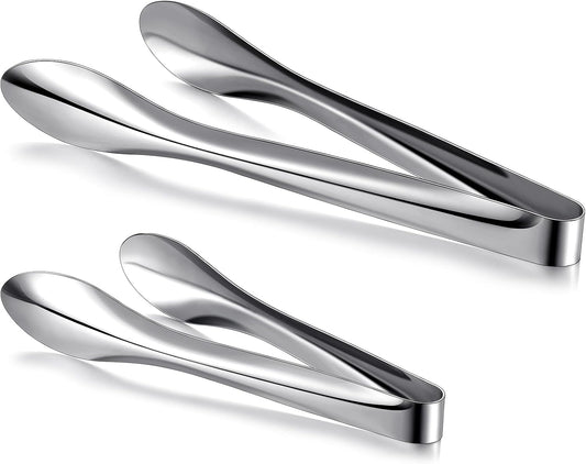 2 Pack Silver Polished Serving Tongs 9 Inch,12 Inch