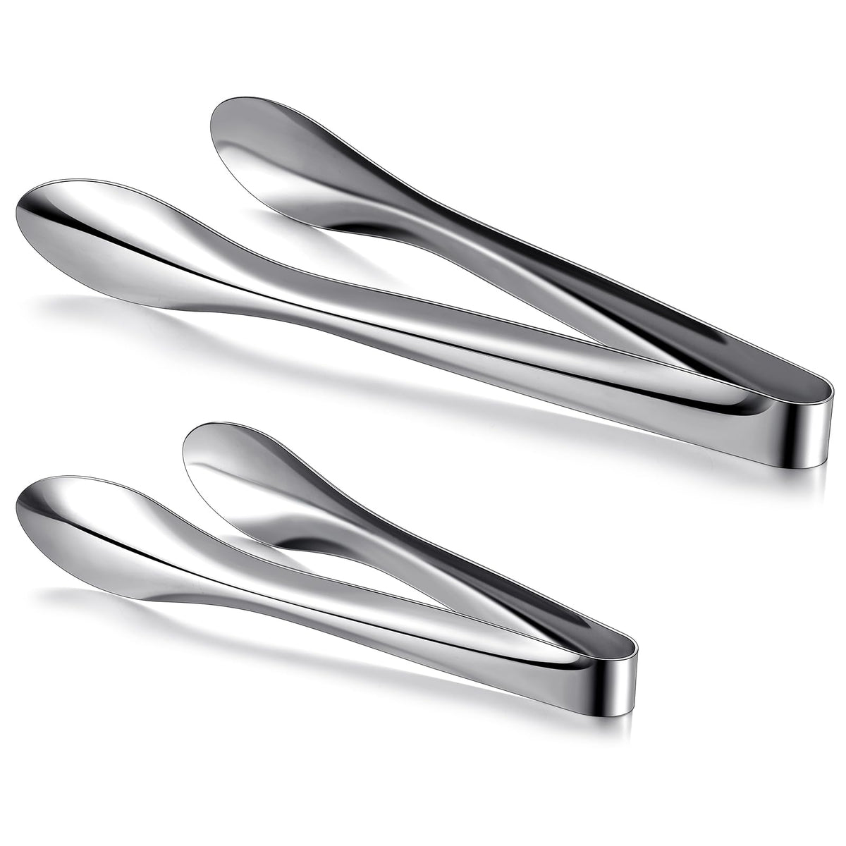 2 Pack Silver Polished Serving Tongs 9 Inch,12 Inch