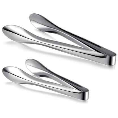2 Pack Silver Polished Serving Tongs 9 Inch,12 Inch