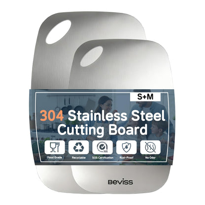 Cutting Board, 100% Pure 18/8 Stainless Steel Cutting Board Double Sided,Chopping Board for Kitchen, Dishwasher Safe Chopping Board for Meat, Vegetables or Fruit(11.5"L x 8"W)