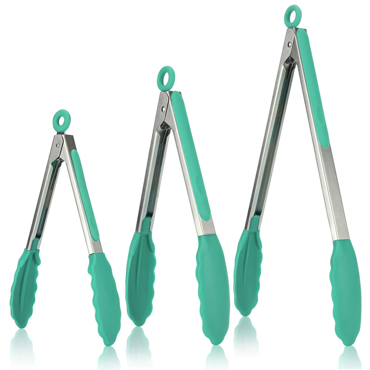 U-Taste Kitchen Tongs for Cooking, 600ºF Heat-Resistant Silicone, 3Pc/Black