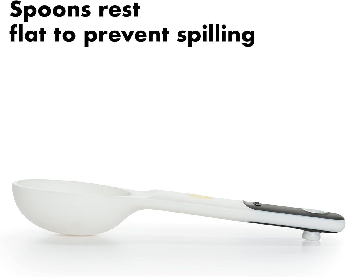 OXO Good Grips 6-Piece Plastic Measuring Spoons with Scraper- White