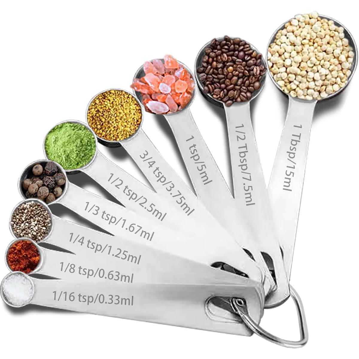 14PCS Measuring Spoons Set, 1 tbsp, 1/2 tbsp, and 1-1/16tsp Stainless Steel Measuring Spoons for Cooking Baking Spice Jars and Liquid Ingredients