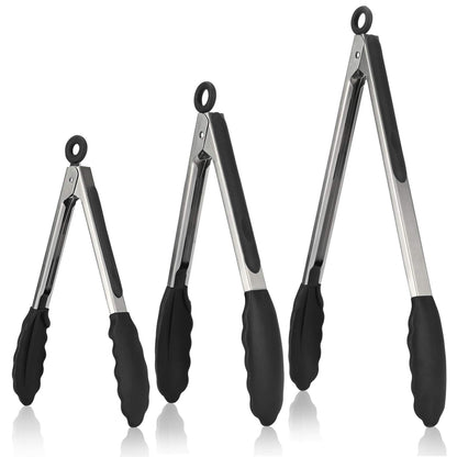 U-Taste Kitchen Tongs for Cooking, 600ºF Heat-Resistant, 3Pcs/Midnight Blue