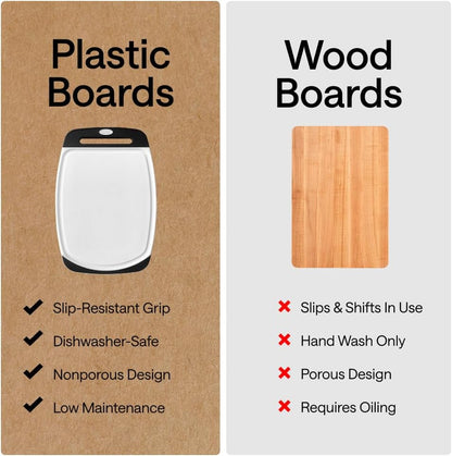 GORILLA GRIP BPA-Free Reversible Kitchen Cutting Board, Set of 3, Black