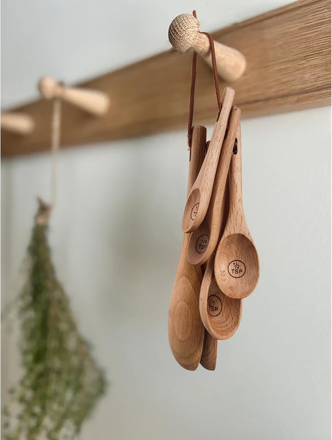6pcs Measuring Spoons, Natural Beechwood, Gift Set