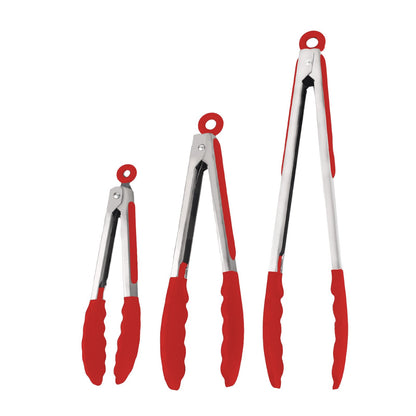 Kitchen Tongs with Silicone Tips, Stainless Steel Cooking Tongs Set of 3