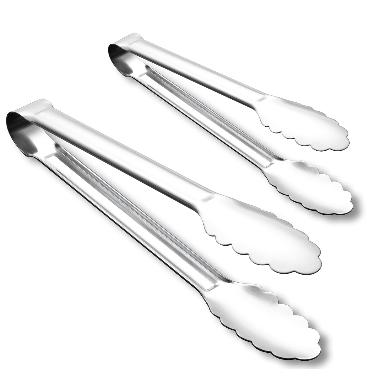 OYV Seamless Tongs for Cooking, One-Piece Design, Durable Heat Resistant Stainless Steel Tongs for Kitchen, Grill, BBQ, Salad, Dishwasher Safe, Metal Tongs Set (12" & 9")