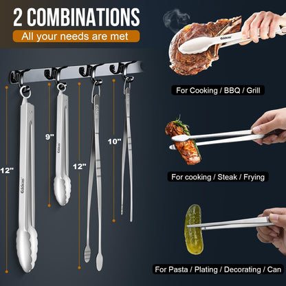 Tongs For Cooking Up To 600°F Metal Kitchen Tweezers Tongs 12", 9 in
