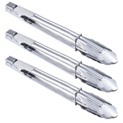 HINMAY Stainless Steel Serving Tongs Grilling Tongs for Cooking Camping Barbecue (12-Inch 3 Pieces)