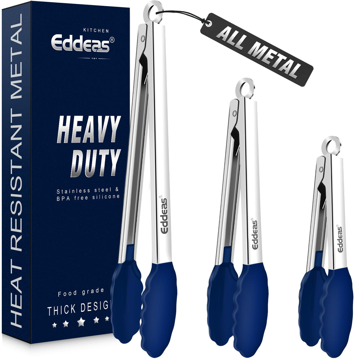 2 PCS 12 Inch Tongs for Cooking Heavy Duty All Metal Kitchen Tongs