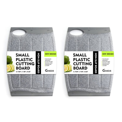 Small Plastic Cutting Board Set of 2 with Multiple Juice Grooves, 9.8" x 7"