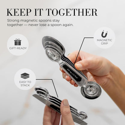 Styled Settings Stainless Steel Magnetic Measuring Spoons Set, 8-Piece