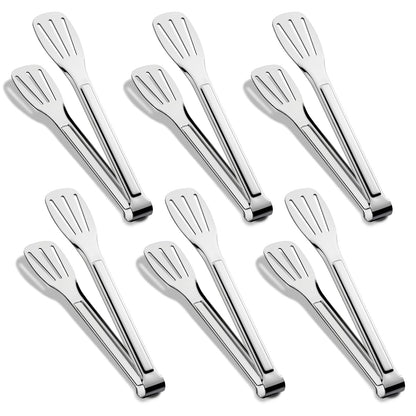 Kitchen Tongs 7 Inch, 8 Pack Stainless Steel Serving Tongs for Cooking Appetizers, Salad, Small Kitchen Tongs for Food, Dishwasher Safe