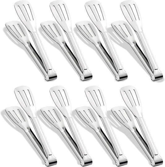Kitchen Tongs 7 Inch, 8 Pack Stainless Steel Serving Tongs for Cooking Appetizers, Salad, Small Kitchen Tongs for Food, Dishwasher Safe