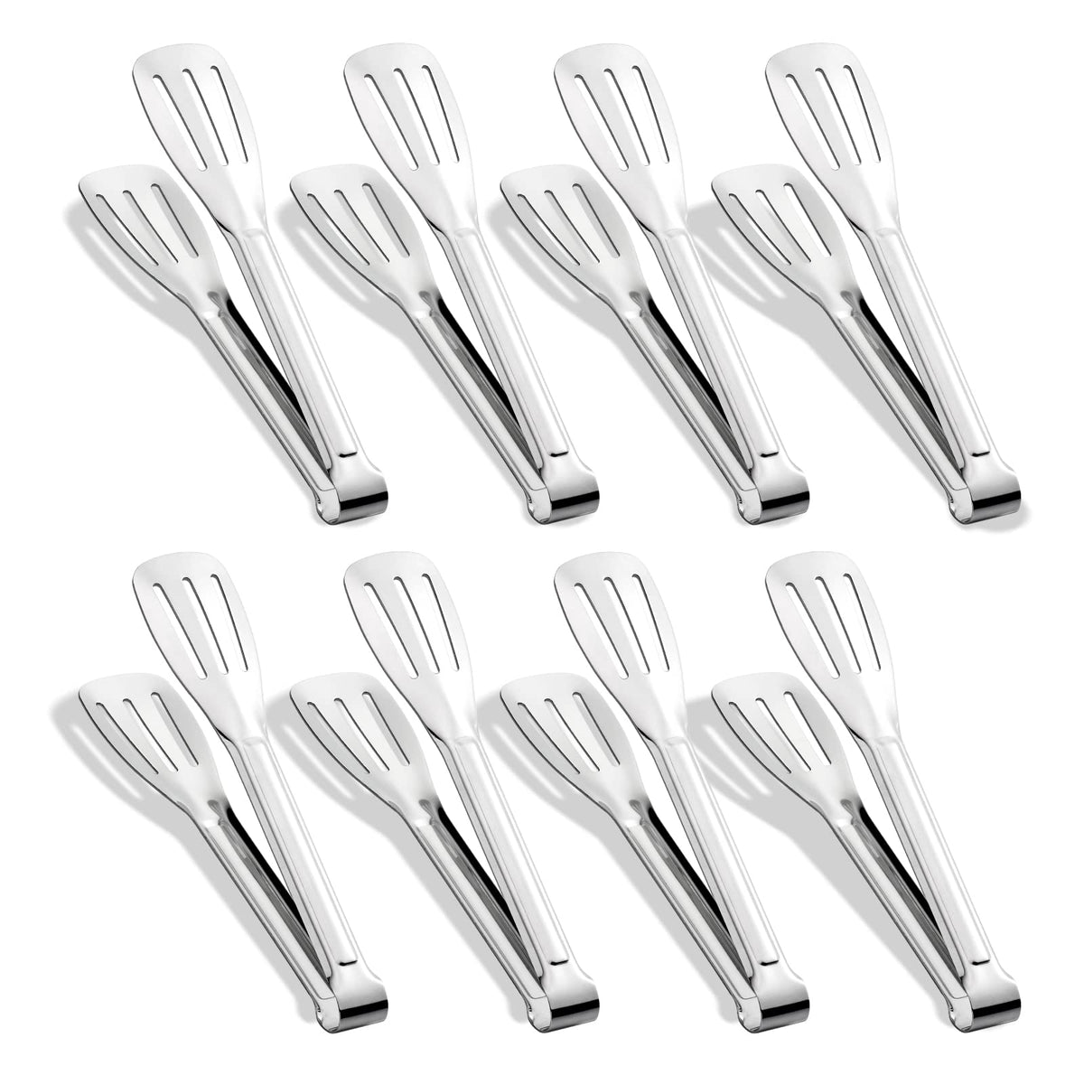 Kitchen Tongs 7 Inch, 8 Pack Stainless Steel Serving Tongs for Cooking Appetizers, Salad, Small Kitchen Tongs for Food, Dishwasher Safe