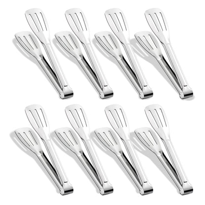Kitchen Tongs 7 Inch, 8 Pack Stainless Steel Serving Tongs for Cooking Appetizers, Salad, Small Kitchen Tongs for Food, Dishwasher Safe
