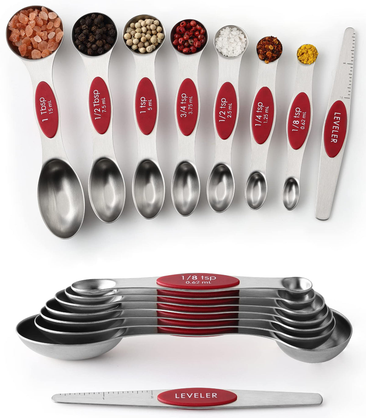 Spring Chef Stainless Steel 8 Magnetic Measuring Spoons Set, Desert Sunset