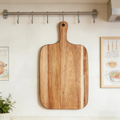Small Acacia Wood Cutting Board with Handle, 13x7 Charcuterie Serving Tray
