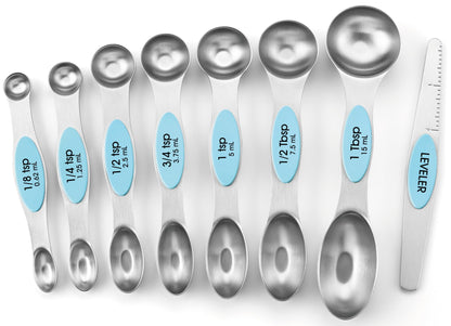 Spring Chef Magnetic Measuring Spoons Set of 8 for Kitchen, Multicolor