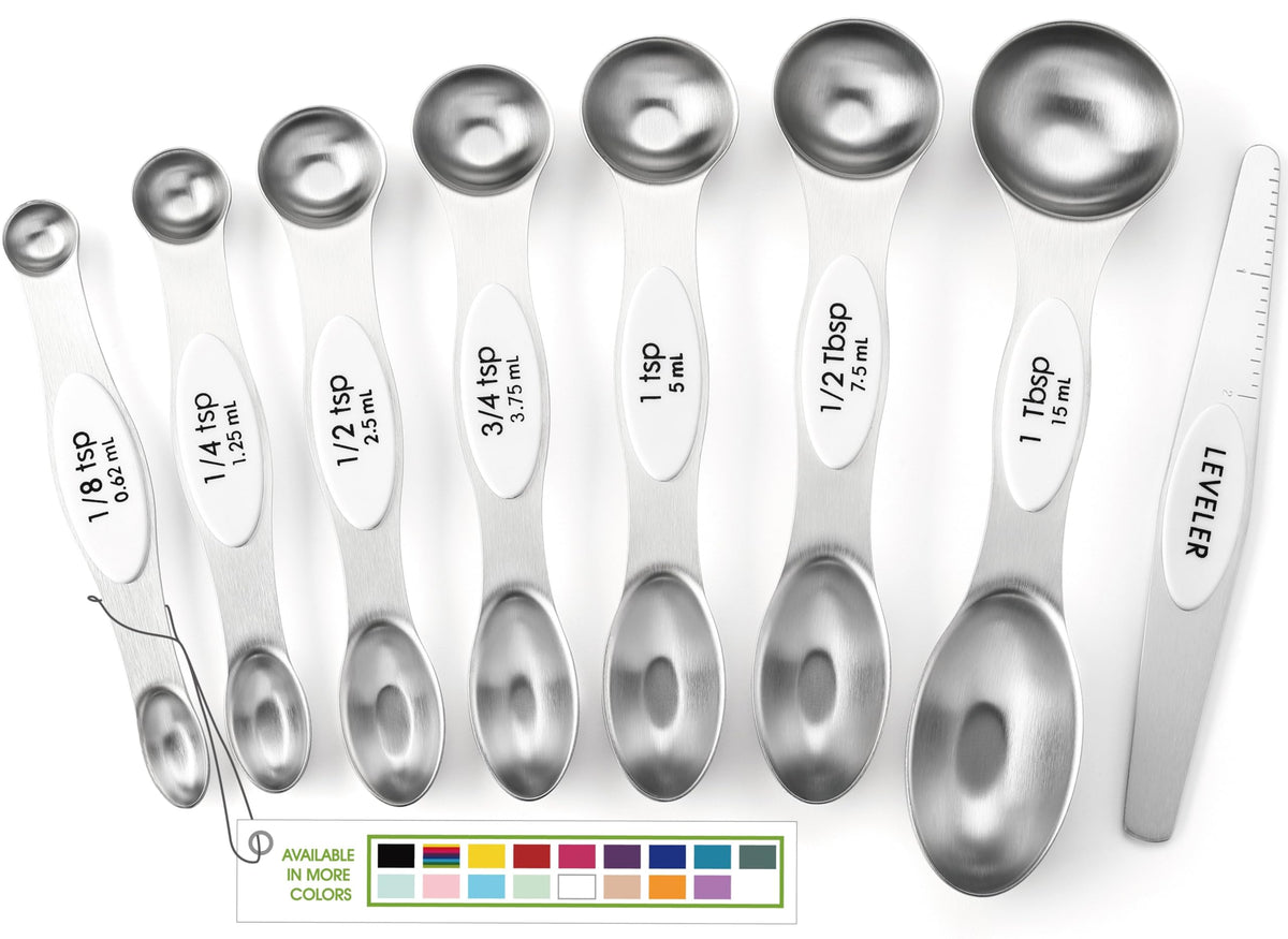 Spring Chef Stainless Steel 8 Magnetic Measuring Spoons Set, Winter Frost