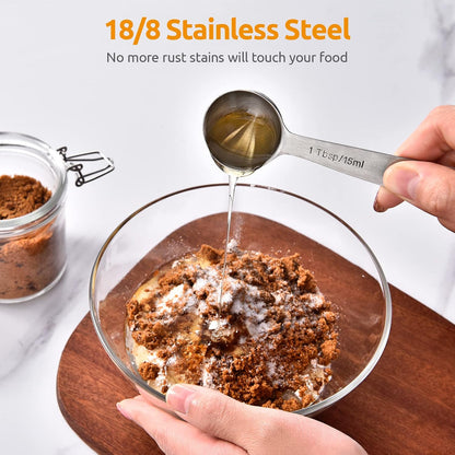 U-Taste 18/8 Stainless Steel Measuring Spoons Set of 9, Teaspoon Tablespoon