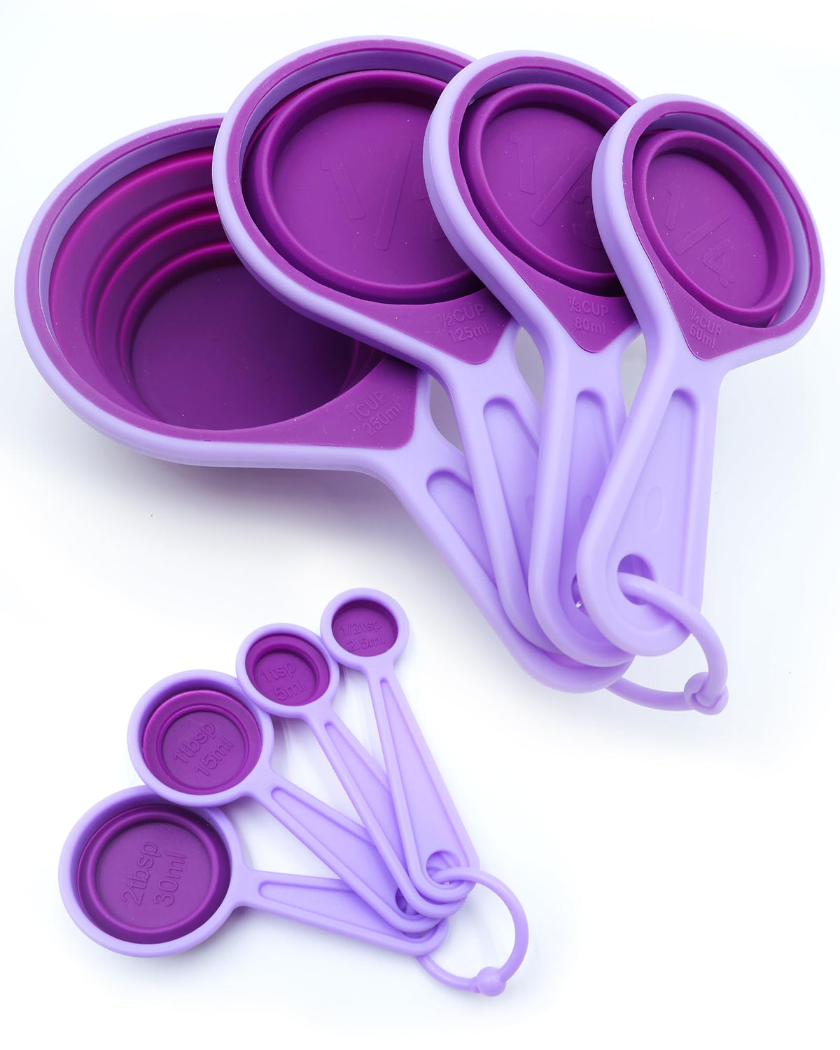 Measuring Spoons Set of 5, Fade-Proof Markings, Color Coded Plastic