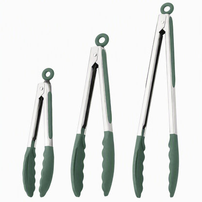 Kitchen Tongs with Silicone Tips, Stainless Steel Cooking Tongs Set of 3