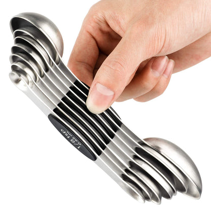 Magnetic Measuring Spoons Set of 7 Stainless Steel Dual Sided Tablespoon