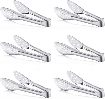 6 Pack Buffet Tongs,Stainless Steel Serving Tongs Serving Utensils 7Inch