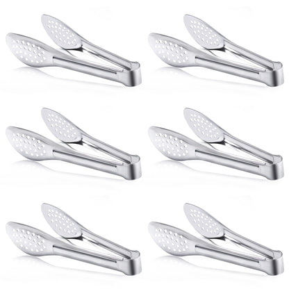 6 Pack Buffet Tongs,Stainless Steel Serving Tongs Serving Utensils 7Inch