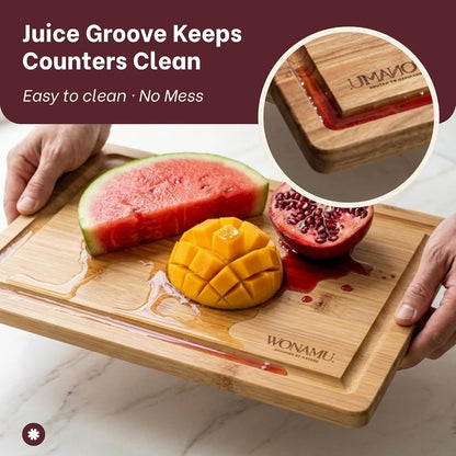 WONAMU Small Bamboo Cutting Board Non Toxic Lightweight & Durable, Gift Set
