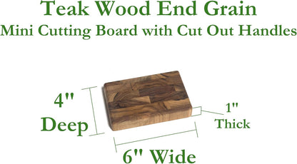 Lipper International 7217 Teak 6" End Grain Cutting Board with Cut Out Handles