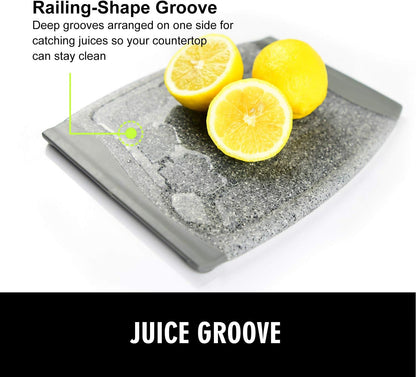 Small Plastic Cutting Board Set of 2 with Multiple Juice Grooves, 9.8" x 7"