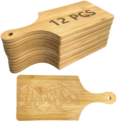 11x5 In Mini Charcuterie Boards,6 Pcs Small Wood Cutting Board Bulk Cutting Board for Crafts with Handle,Laser Engraving Cutting Boards Blank,Unfinished Wood Cutting Boards,Mini Cheese Board as Gift