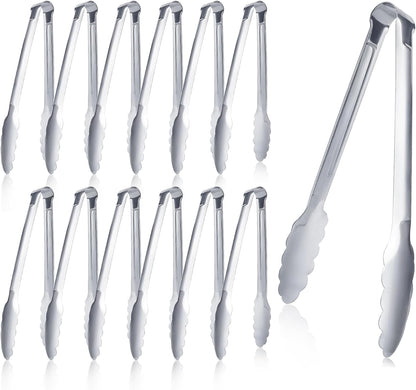 12 Pack Buffet Tongs Serving Tongs Stainless steel Kitchen Tongs 7inch