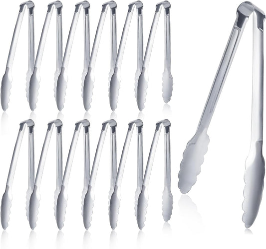 12 Pack Buffet Tongs Serving Tongs Stainless steel Kitchen Tongs 7inch