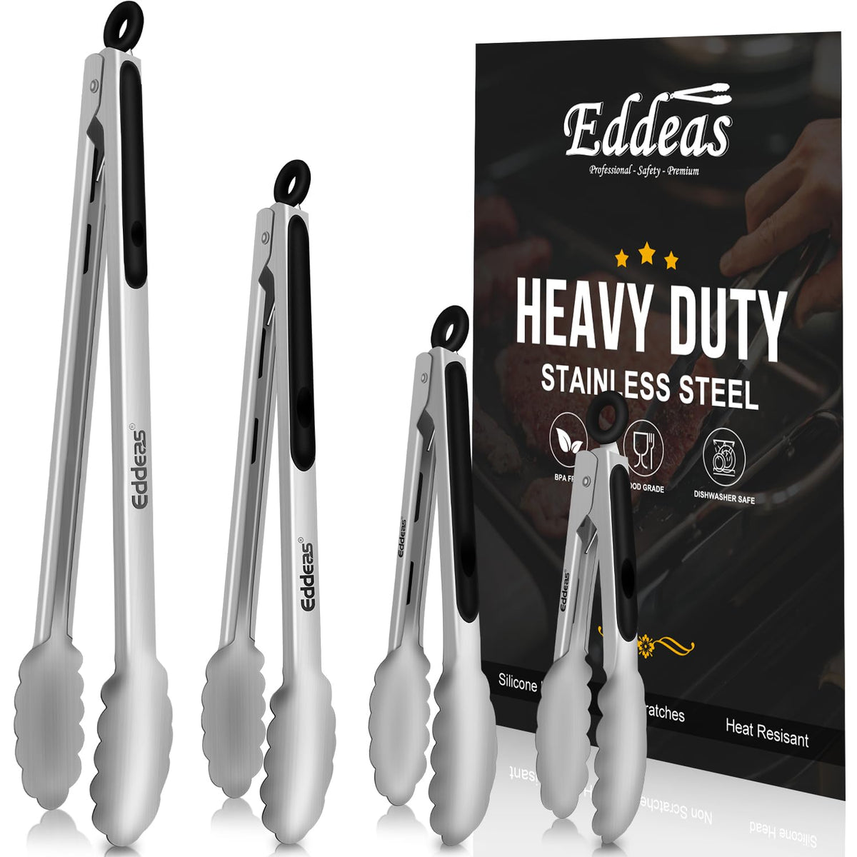 Tongs For Cooking Up To 600°F Metal Kitchen Tweezers Tongs 12", 9 in