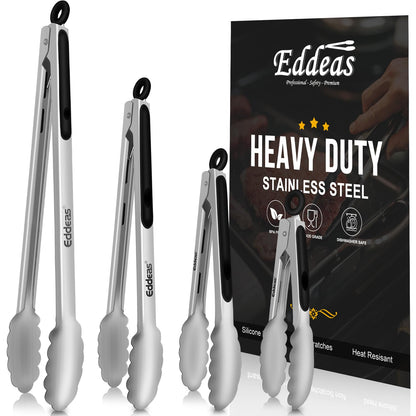 2 PCS 12 Inch Tongs for Cooking Heavy Duty All Metal Kitchen Tongs