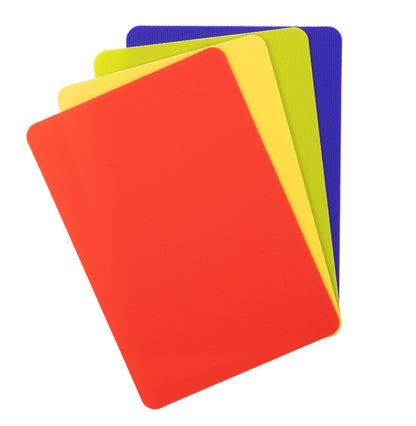 Dexas Heavy Duty Cutting Board Grippmat, Flexible Cutting Boards for Kitchen, Set of 4, Non Slip Plastic Board Cutting Mat Small Size 5.5 x 8, Blue, Green, Yellow, Red Set, Kitchen Gadgets